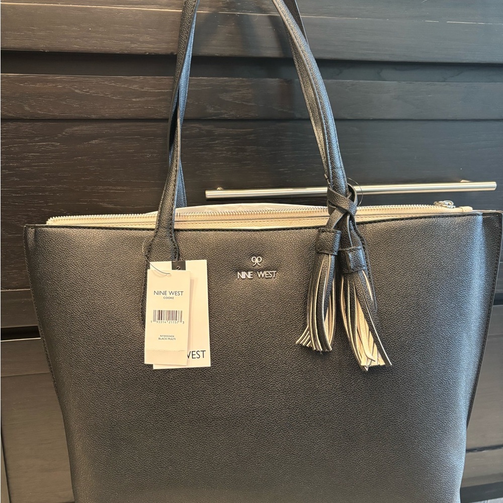 Nine West Black Tote with Tassel Accent